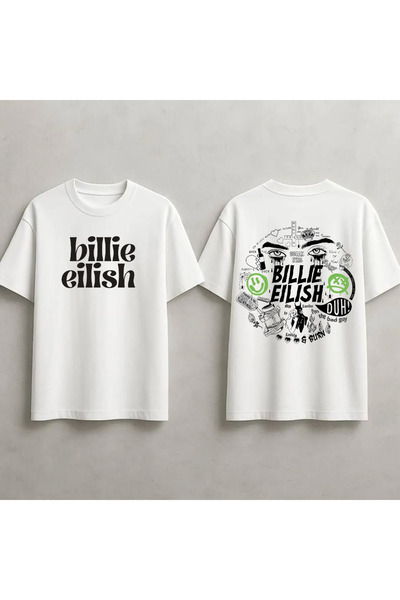 STİL-X Tricou oversize unisex cu imprimeu Billie Eilish, 100% bumbac