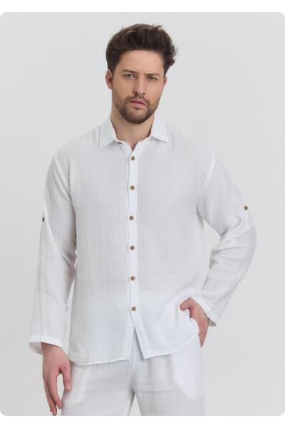 Org Marka Store HEAVEN 4030 Muška košulja sa muslin ovratnikom i dugim rukavima