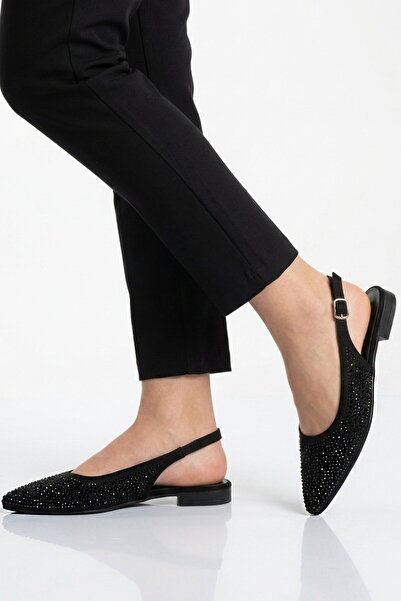 Aspor Black Stone Embellished Women's Evening Dress Shoes
