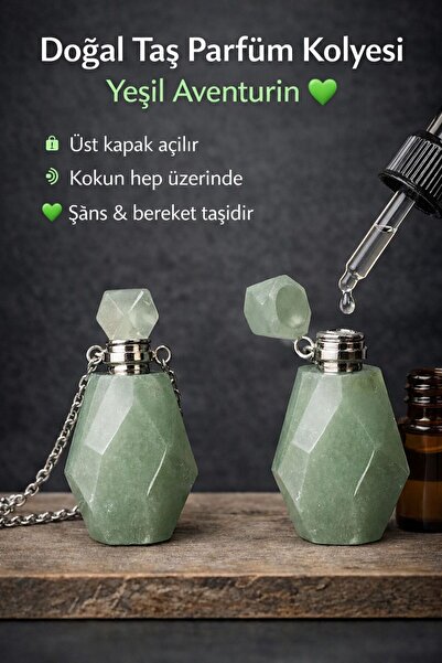 tridex laser AVENTURİN PARFÜM ESANS DOLDURULABİLİR DOĞALTAŞ KOLYE