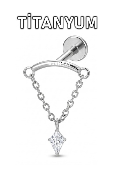 MORNEVA Titanyum Üçgen Taş Sallantılı Gizli Hidden Helix Piercingi (1 Adet)