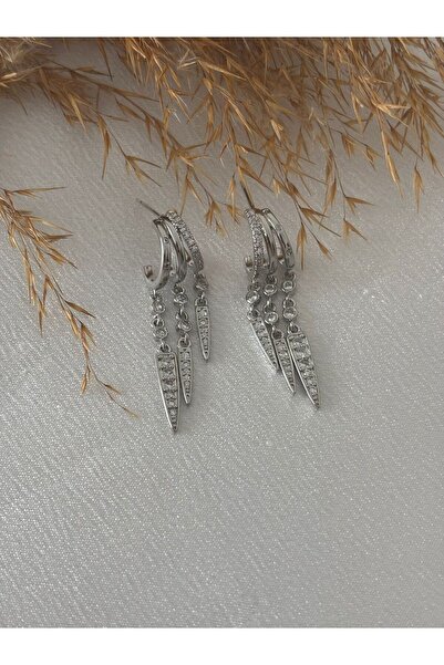 stainless steell Zircon Stone Dangle Steel Earrings