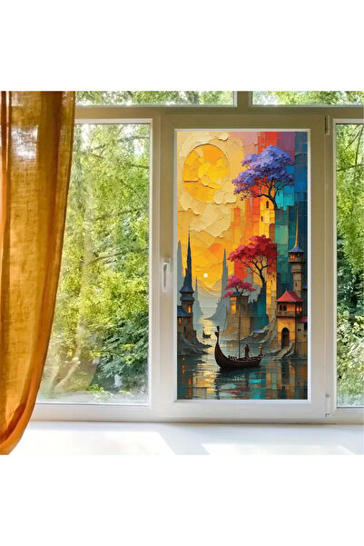 Saule Cam Vitray Folyo, Kendinden Yapışkanlı, Desenli Buzlu Cam Folyo 61x100 cm