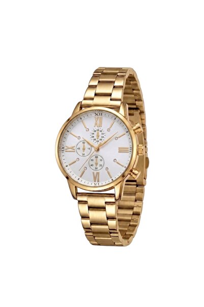 Louis Genessio Gold Minimal Women's Wristwatch with Zircon Stone