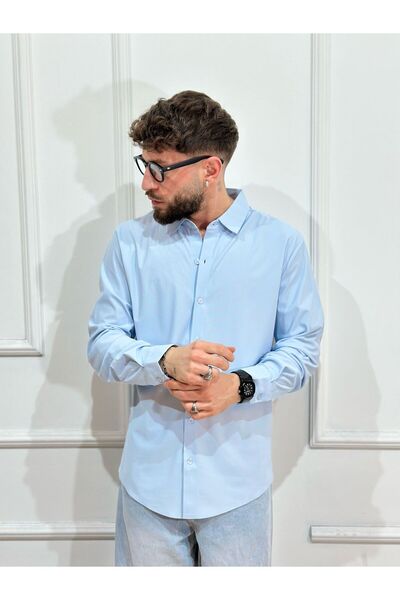 Urban Collection Μπλε εφαρμοστό πουκάμισο Urbancollection
