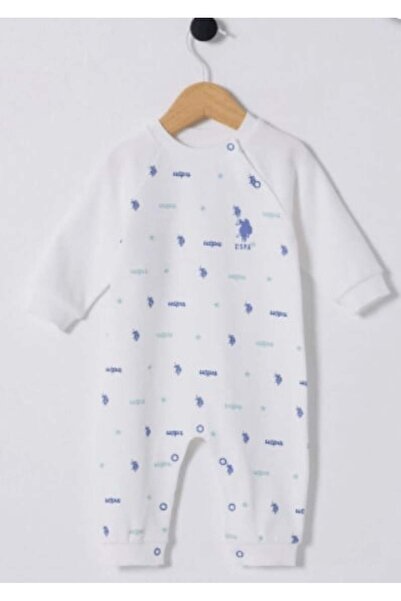U.S. Polo Assn. Baby boy figure printed footless jumpsuit 3-18 months white