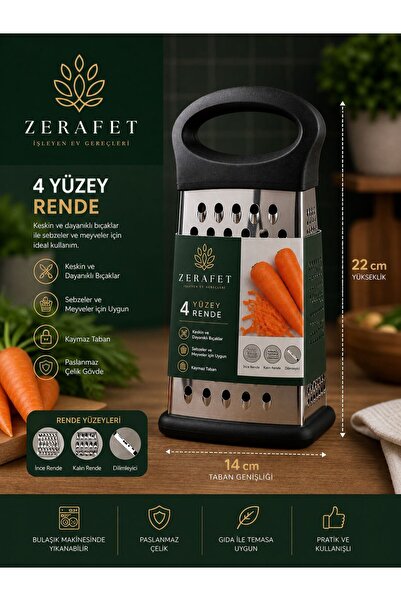 ZERAFET Paslanmaz Çelik Oval Rende (14-22)