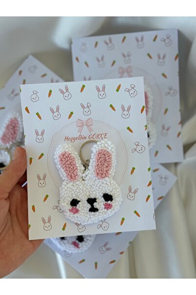 Puffybaby Tavşan Suratı Punch İşleme Anahtarlık Hediyelik - 10 Adet