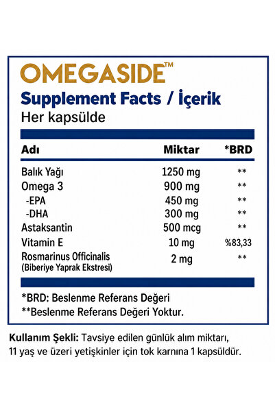 Healthy Side OmegaSide Omega-3 Portakal Aromalı 50 Softjel Kapsül