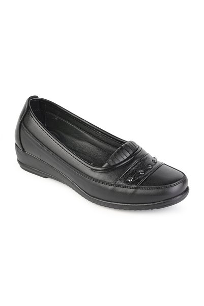 MERİSER Women's Genuine Leather Lined Heel Gel Classic Mother Shoes