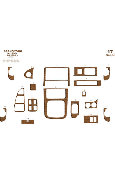 Marscockpitdesign غطاء كونسول توربيدو لسيارة سانغيونغ موسو 1996-1999، 17 قطعة