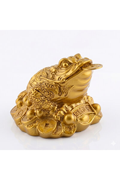 vetria Gold Bereket Kurbağası - Feng Shui Şans ve Bolluk Biblosu - 3D Tasarım...