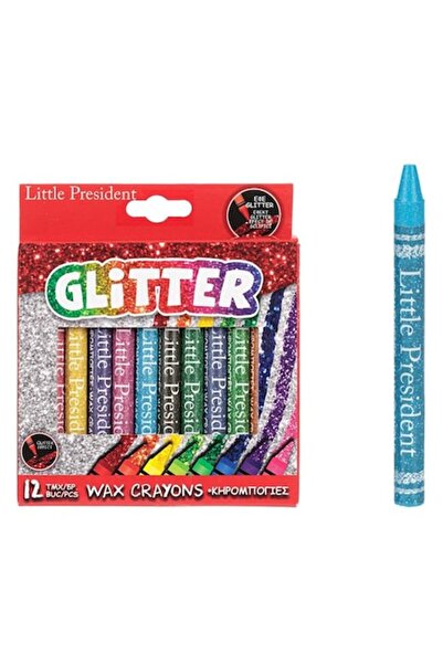 Little President Creioane subțiri cu sclipici - 12 bucăți