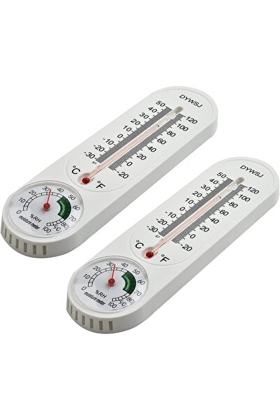 Kyrotech 2’li Mekanik Oda Isı ve Nem Ölçer Seti, Pilsiz Duvar Tipi Ortam Dere...