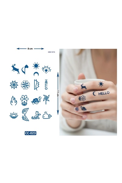 Airbrush Tattoo Sanatsal Tarz 4 Adet Birden Yarı Kalıcı Minimal Parmak ve El Üstü Aylık Geçici Dövmeler