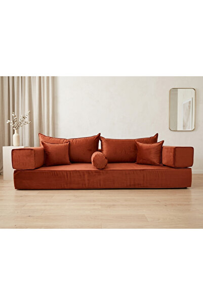 FEYZA DECOR HOME Premium Kadife Modern Şark Köşesi 8 Parça – 20 cm Süngerli M...