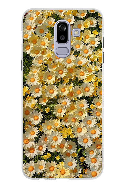 TechTree Samsung Galaxy J8-A6 Plus Uyumlu Papatya Bahçesi Sulu Boya Baskılı S...