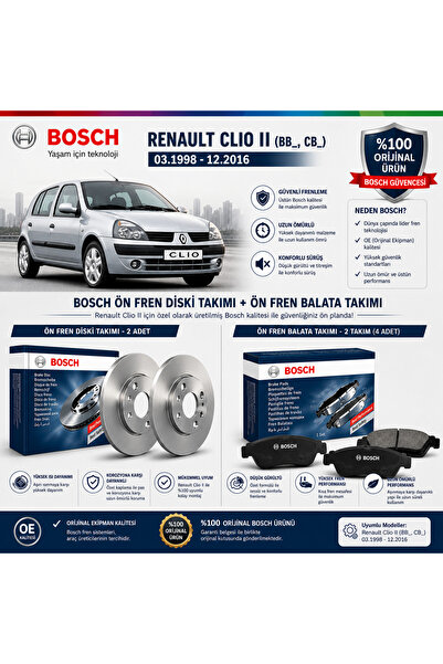 Bosch Renault Clio II 1.5 dci 03.1998-12.2016 Ön Fren Diski Takımı ( 2 adet )...