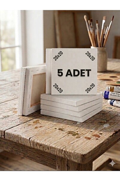 Regislunart 5 Adet Arkadan Zımbalı 20x20cm Tuval kaliteli öğrenci tuvali resi...