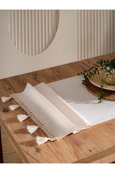 BUDOKU HOME BULDAN İŞİ PÜSKÜLLÜ EL DANTELLİ RUNNER