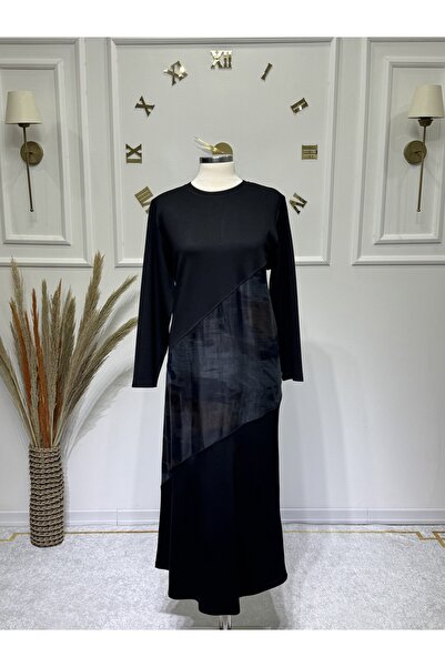 ModaMinar Women's New Season Kupra Fabric Crystal Dress