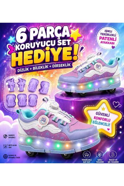 SOLERO Işıklı Tekerlekli Patenli Çocuk Ayakkabısı – LED, Gizlenebilir Tekerlek
