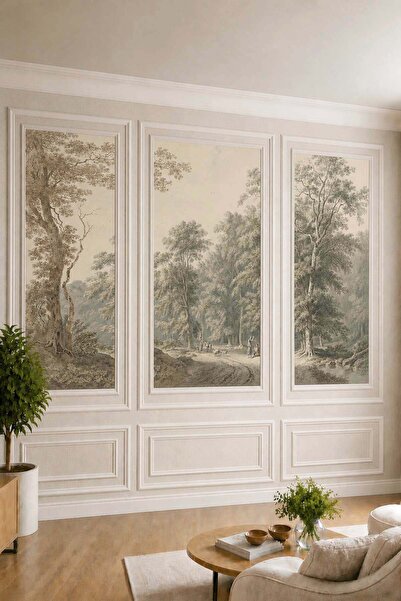 dreamwall Duvar Çıtası ve Doğa Temalı Klasik Yağlı Boya Görünümlü Tekstil Duv...