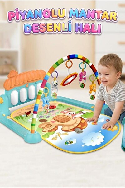 Tıfıl Toys Babycim Piyanolu 3'ü 1 Arada Mantar Oyun Halısı! Müzikli Işıklı Ay...