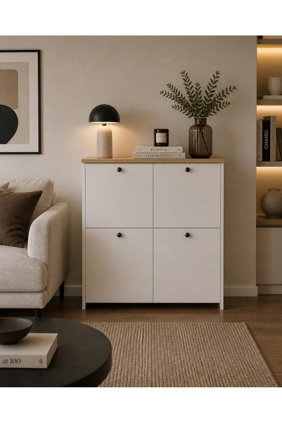 OlcayAksesuar Ağlasun Model 2 Kapaklı Çok Amaçlı Dolap Ayakkabılık Kitaplık Banyo Dolabı Mutfak Dolabı