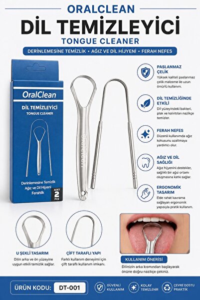 dorre OralClean Paslanmaz Çelik Dil Temizleyici – Ergonomik U Tip Tongue Cleaner