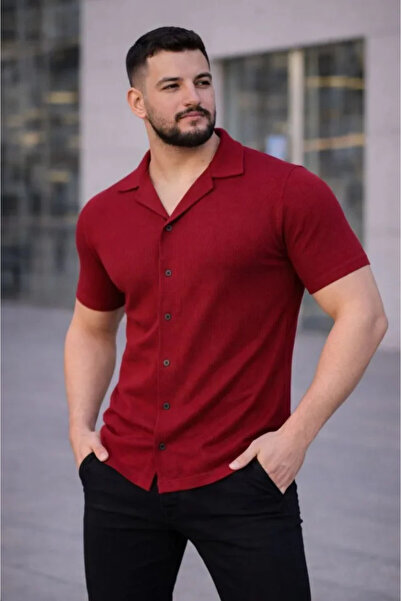 Efnaz style Men's Waffle Fabric Short Sleeve Buttoned Open Collar Regular Fit...