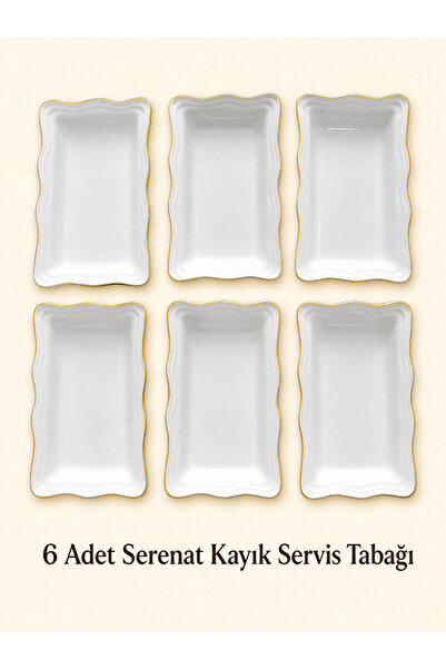 Hilamingo Home 6'lı Gold Yaldızlı Serenat Servis Tabağı 24.5×14.5×3.5cm