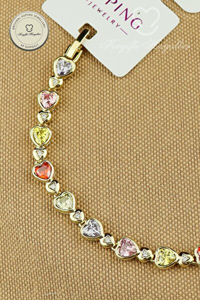 Keyifli Hayaller Xuping Bileklik- Vip Xuping Jewellery Renkli Taşlı Kalp Mode...