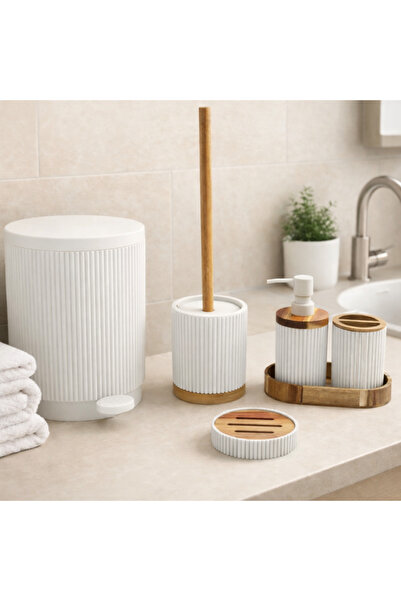 AROW Camellia Beyaz Banyo Seti Akrilik 6 parça Yuvarlak TR-6478