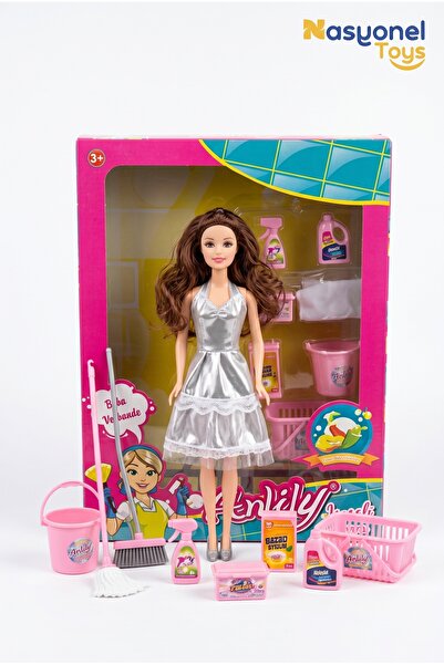 NASYONEL TOYS Anlily Temizlikçi Bebek ve Ev İşleri Aksesuarları Seti - Eğitic...