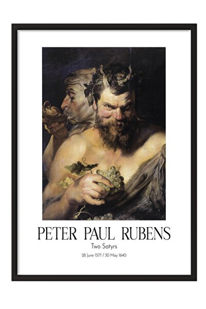 Postifull Peter Paul Rubens - Dva satira, slika u crnom okviru, umetnička ser...