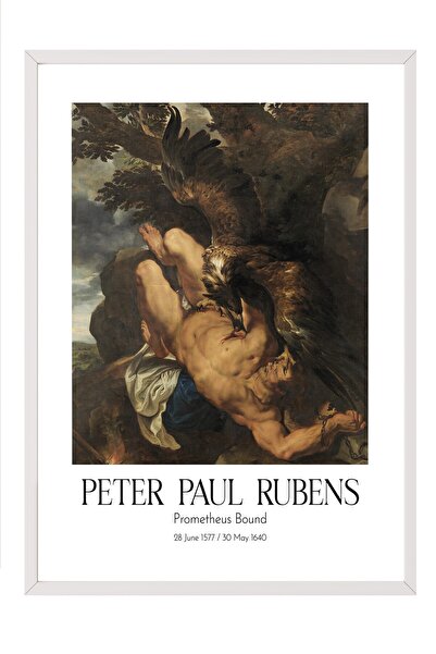 Postifull Peter Paul Rubens - Prometeu legat, Tablou înrămat alb, Seria de ar...