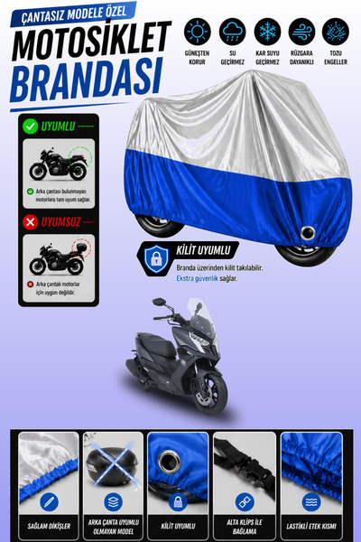 Cemku Twin غطاء محرك متوافق مع Kymco Dink R 150 باللون الرمادي من الأعلى والأ...