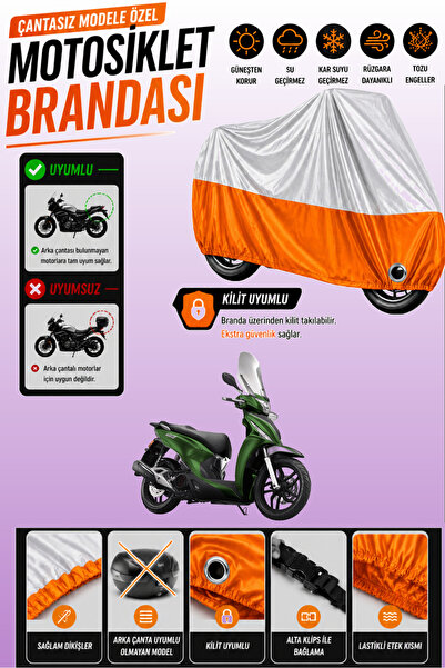 Cemku Twin Top Gray - Bottom Orange Kymco People S 150I Compatible Engine Cov...