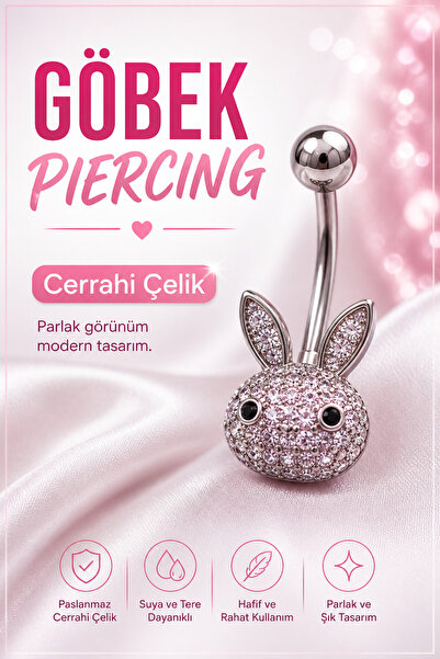 vogutima jewelery&silver by timuçin mavili Göbek Piercing - Tavşan Model Cerr...