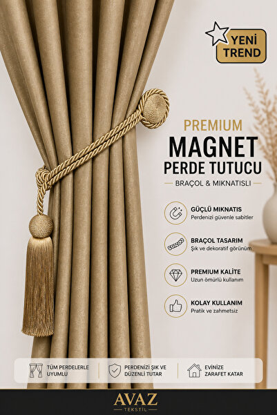 AVAZ TEKSTİL Premium Magnet Perde Tutucu Braçol – Dekoratif Mıknatıslı Perde ...