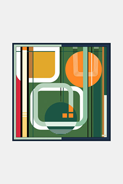 Vakko YEŞİL GEOMETRİK DESENLİ TWILL EŞARP