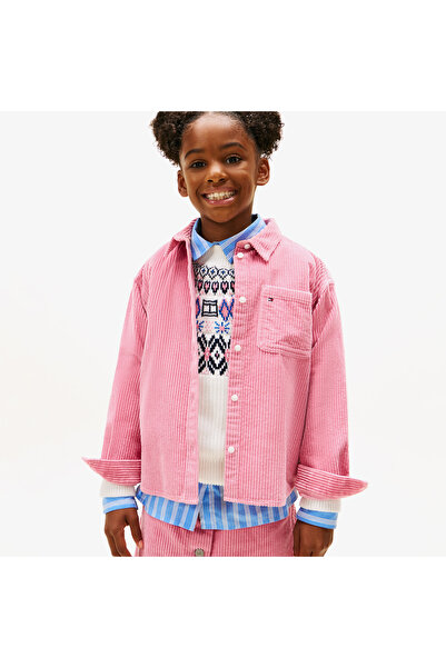 Tommy Hilfiger Corduroy Çocuk Pembe Gömlek