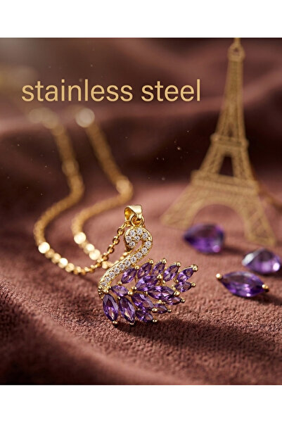 stainless steell قلادة من الفولاذ المقاوم للصدأ باللون الذهبي والأبيض والأرجو...