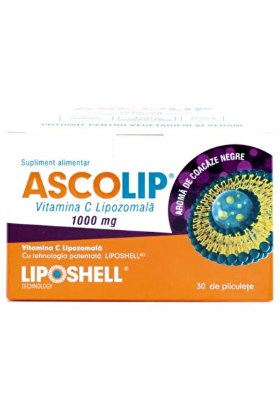 Liposhell Vitamina C lipozomală cu aromă de coacăz, 1000 mg, 30 plicuri