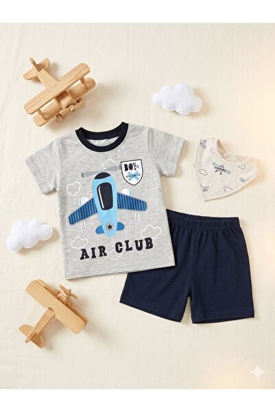 Victorino Compleu maneca scurta model avion gri