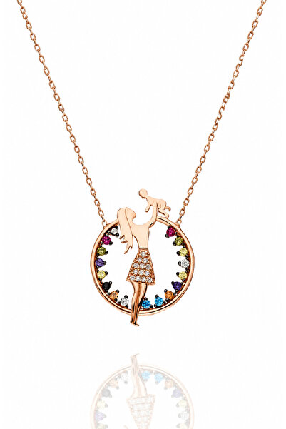 ÇEKİRDEK JEWELRY Anneler Günü Hediyesi 925 Ayar Gümüş Rose Gold Anne Çocuk Ko...