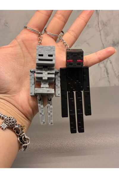 Edoka Tasarım Minecraft İskelet ve Enderman Karakterleri Anahtarlık Seti