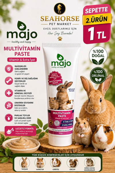 Majo Kemirgen Multivitamin Pastası 100g | Tavşan & Hamster İçin Vitamin Desteği