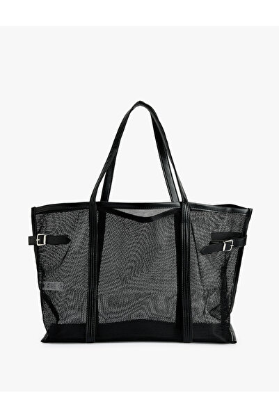 Koton Large Metal Buckle Mesh Tote Bag
